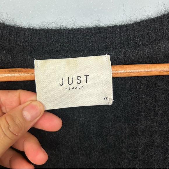 Just Female mohair wool blend zoe cardigan sweater open front  size XS black - Picture 5 of 8